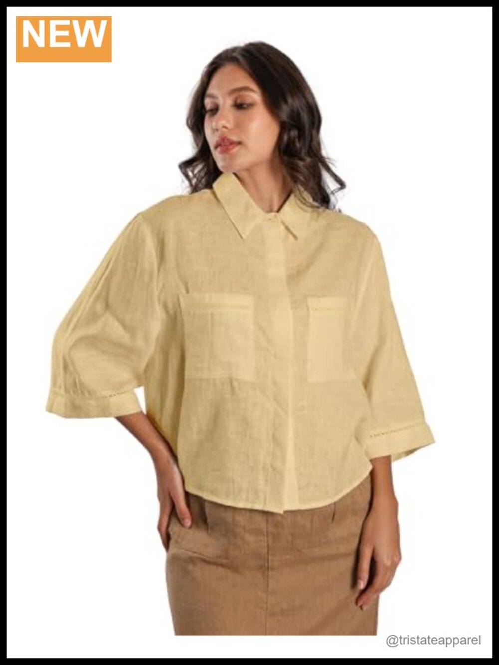 100% Linen Long Sleeve Button Down Casual Shirt Women's Blouse